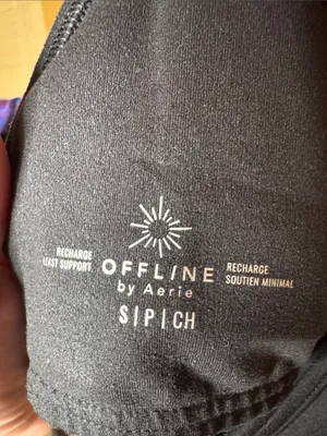 Aerie OFFLINE The Hugger Longline Racerback Sports Bra Black Small thumbnail 7