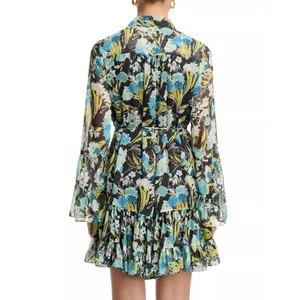 Cinq À Sept Lyra Obsidian Tossed Floral Mini Dress Ruffle Tiered Size 8 thumbnail 6