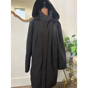 Liverpool Jeans Company Womens Black‎ Quilted Hooded Long Trench Coat Jacket thumbnail 2