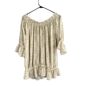 Free People Yellow Floral Wide Neck Embroidered Boho Blouse Women Sz XS thumbnail 2