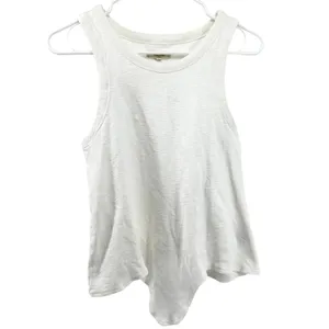 Madewell Audio Knot-Front Tank Top Slim Fit High Neck Stretch Bright Ivory M thumbnail 2