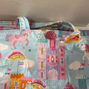 Handmade Quilted‎ Tote Bag Castles Unicorns Fantasy Pink Purple Blue Large Purse thumbnail 8