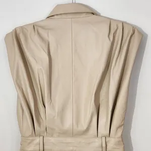 Grey Lab Cream Leather Romper NWT Size Small Cream Faux Leather Short Romper thumbnail 5
