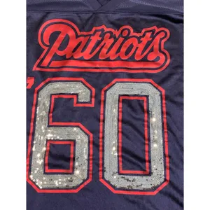 Victoria’s Secret PINK Patriots Jersey Size S Navy Sequin Logo Short Sleeve thumbnail 2