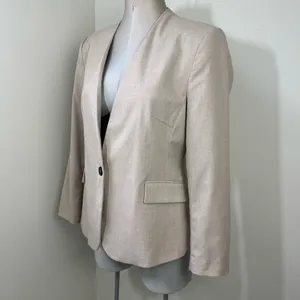 Zara Lapelless Blazer Tan Beige Size 10 (Medium) neutral tones thumbnail 3