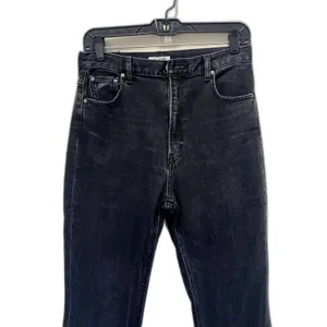 Sly Kick‎ Flare Leg Jeans Black Wash Denim Split Hem High Rise Size 26 Waist thumbnail 2