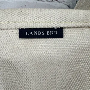 Lands' End Tote Bag Brighton Maui 2014 Cream & Green Canvas Open Top Pockets thumbnail 4