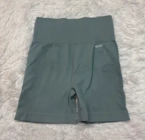 White Fox Ribbed High-Waist Bike Shorts in Sage thumbnail 1
