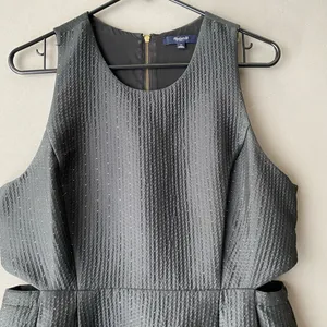 Madewell sz 12‎ black & metallic gold sparkle midriff cut out sheath mini dress thumbnail 2