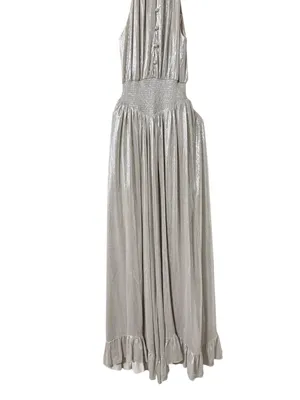 NWT RETROFETE Carly Silver High Neck Maxi Formal Gown Dress thumbnail 10