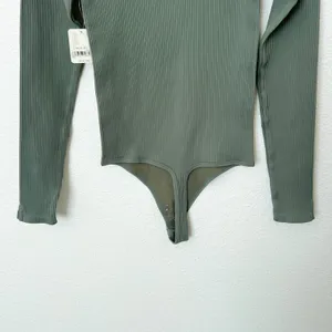 [Free People] Army Green XYZ Bodysuit Long Sleeve Ribbed Turtleneck NWT Sz L/XL thumbnail 5