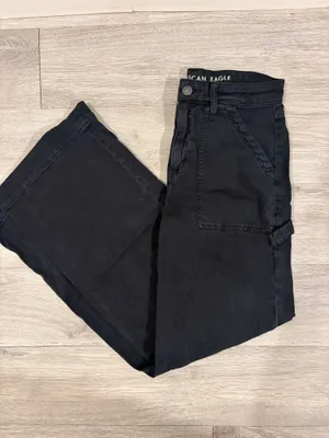 American Eagle Black Super High-Rise Baggy Wide-Leg Jeans thumbnail 2