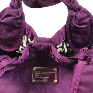 MARC By MARC JACOBS Workwear Quilted Signature Tote Bag Purple Nylon Travel EUC thumbnail 8