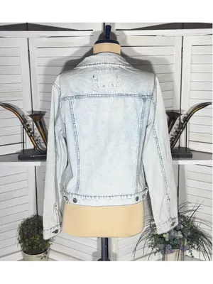 Stoosh vintage denim jacket acid wash grunge 90s Y2K flap pockets cotton rocker thumbnail 2