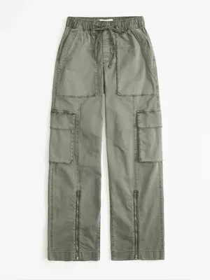 Abercrombie Baggy Cargo Pull On Pants Olive Green XXS Short thumbnail 2
