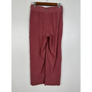 Pact Organic Cotton Waffle Knit Lounge Pants Rose Red Wide Leg Drawstring Small thumbnail 2