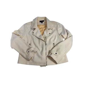 Laundry by Shelli Segal‎ Butter Yellow Faux Suede Motorcycle Jacket XL Biker thumbnail 5