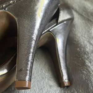 Vintage by Jeffrey Campbell Pewter/Red Ankle Strap 3” Heels Sz 9 thumbnail 13