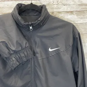 Nike Womens M Jacket‎ Reversible Black Fit Dry Hidden Hood Running Cycling Logo thumbnail 1