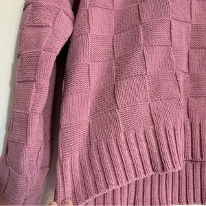 Abercrombie & Fitch Checkered Crewneck Pullover Sweater Pink Size Small thumbnail 3