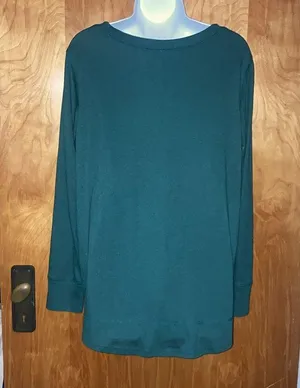 Women's Dark Green Long Sleeve Tunic Top - Size M thumbnail 6