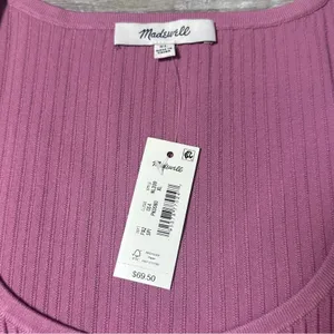 Madewell Ottoman Rib Crop Top Shaded Pink NEW thumbnail 2