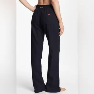 Roxy Oceanside Linen Blend Flare Beach Pants in Black Small thumbnail 3