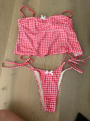Bikini set gingham pattern Red thumbnail 1