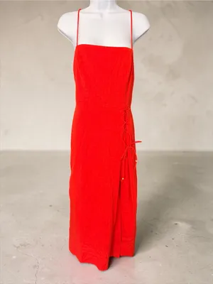 Free People Francesca Midi Dress in Bright Red thumbnail 4