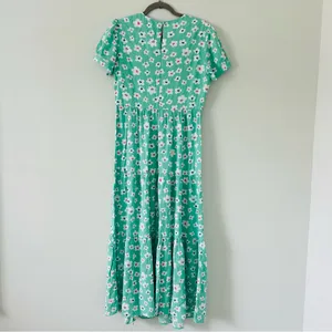 Sugarhill Brighton London Polly Maxi Tiered Dress Green Rainbow Daises NWT 6 thumbnail 2