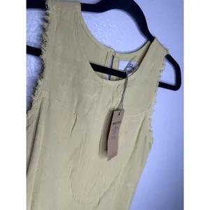 Thread + Supply Dress Womens Small Yellow Linen Sleeveless Shift Fringe Pockets thumbnail 2