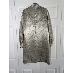Harve Benard Vintage Mock‎ Neck Shift Dress Womens 4 Silver Abstract Satin thumbnail 5