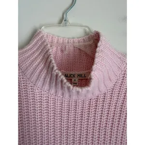 Alex Mill Womens Sweater Med Pink Merino Wool Cashmere Mock Neck Chunky thumbnail 4