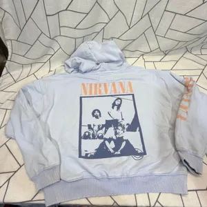 American Eagle Nirvana Hoodie XS Blue‎ Graphic Band Sweatshirt Lived-In thumbnail 8