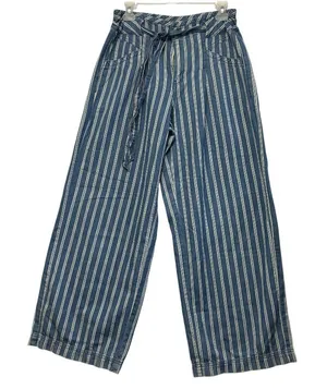 American Eagle Women's Striped Wide Leg Pants with Tie Belt High Waist Size‎ 6 thumbnail 1