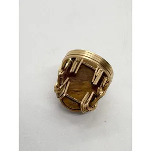 Source Unknown Vintage Gold-Filled‎ Wire Wrapped Agate Ring  Size 3.25 Handmade Artisan Setting thumbnail 9
