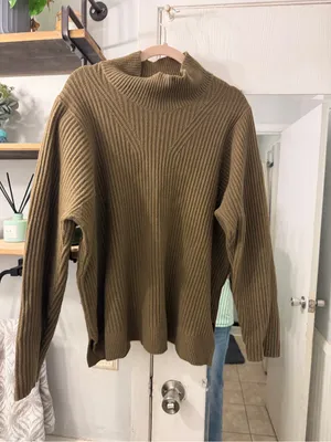 Banana Republic Olive Ribbed Mock Neck Sweater thumbnail 3