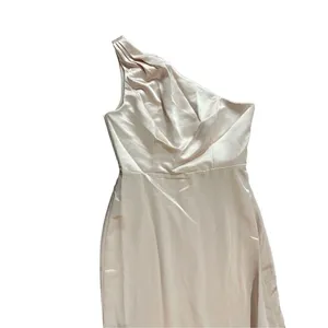 NWT LOVELY Shirred One-Shoulder Satin Trumpet Dress‎ sz 10 Cameo thumbnail 9