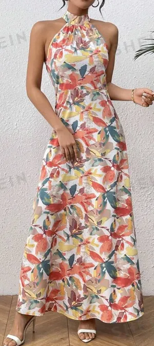 SheIn Frenchy Fashionable Printed Halterneck Dress thumbnail 1