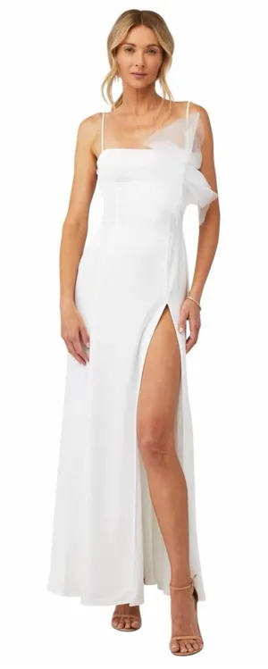 Katie May Ivory White Satin Blossom Maxi Gown Womans S thumbnail 1