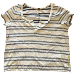 Free People navy blue and‎ white striped inside-out style top.size s thumbnail 1