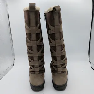 Teva Figueroa Women's Tall Winter‎ Boots Fur Lined Lace Up Taupe Suede Size 8 thumbnail 4