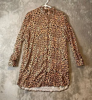 Summersalt The Short Effortless Shirt‎ Dress Cover-Up Leopard Print Size Small thumbnail 1