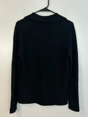 Simply Cashemere Black Pullover Collared Polo Sweater V-neckline 100% Size Small thumbnail 7