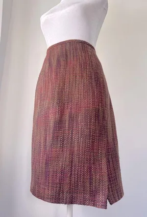 Vintage ‘00s Liz Claiborne Brown & Burgundy Textured Knee Length Skirt thumbnail 6