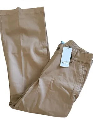 Hue Kick Flare Stretch Cotton Pull-On Pants, Tannin, Size Medium, NWT thumbnail 6