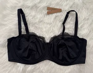 Skims Stretch Satin Lace Unlined Balconette Bra Onyx Size 44DD thumbnail 1