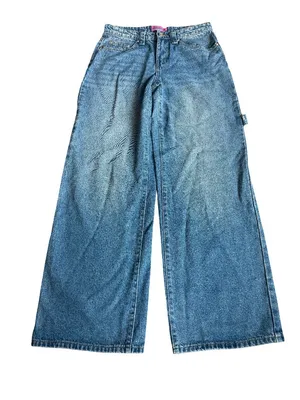 Edikted Wide Leg Jeans Medium Wash Denim Y2k Retro 2000s Cotton Size Small Women thumbnail 1