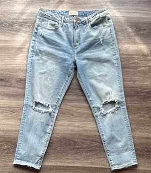 DRIFTWOOD Jeans Blue Ankle Cropped Distressed Denim 31 thumbnail 1