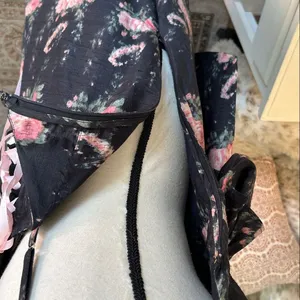 Love shack fancy cosmo rare black floral ruffle silk high low midi dress M L​​ thumbnail 10